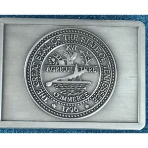 State of Tennessee Belt Buckle Official Seal 1796 Agriculture Commerce 2.5" x 2"